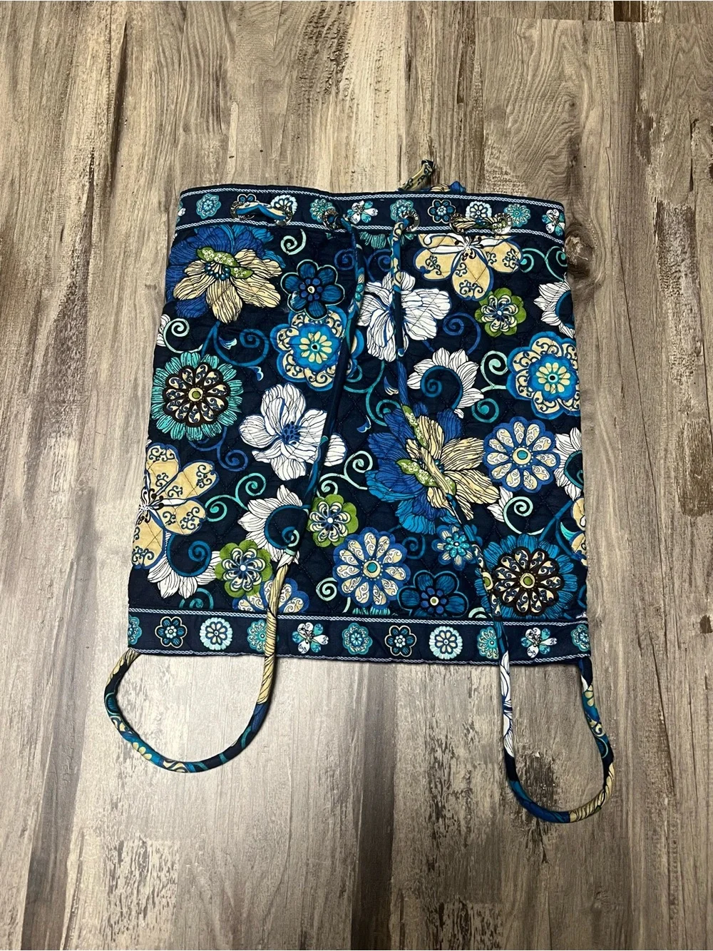 Vera Bradley Mod Floral Blue Drawstring Cinch Backpack Like New 13